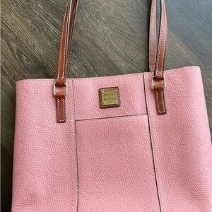 Dooney & Bourke Pink and Brown Pebbled Leather Tote